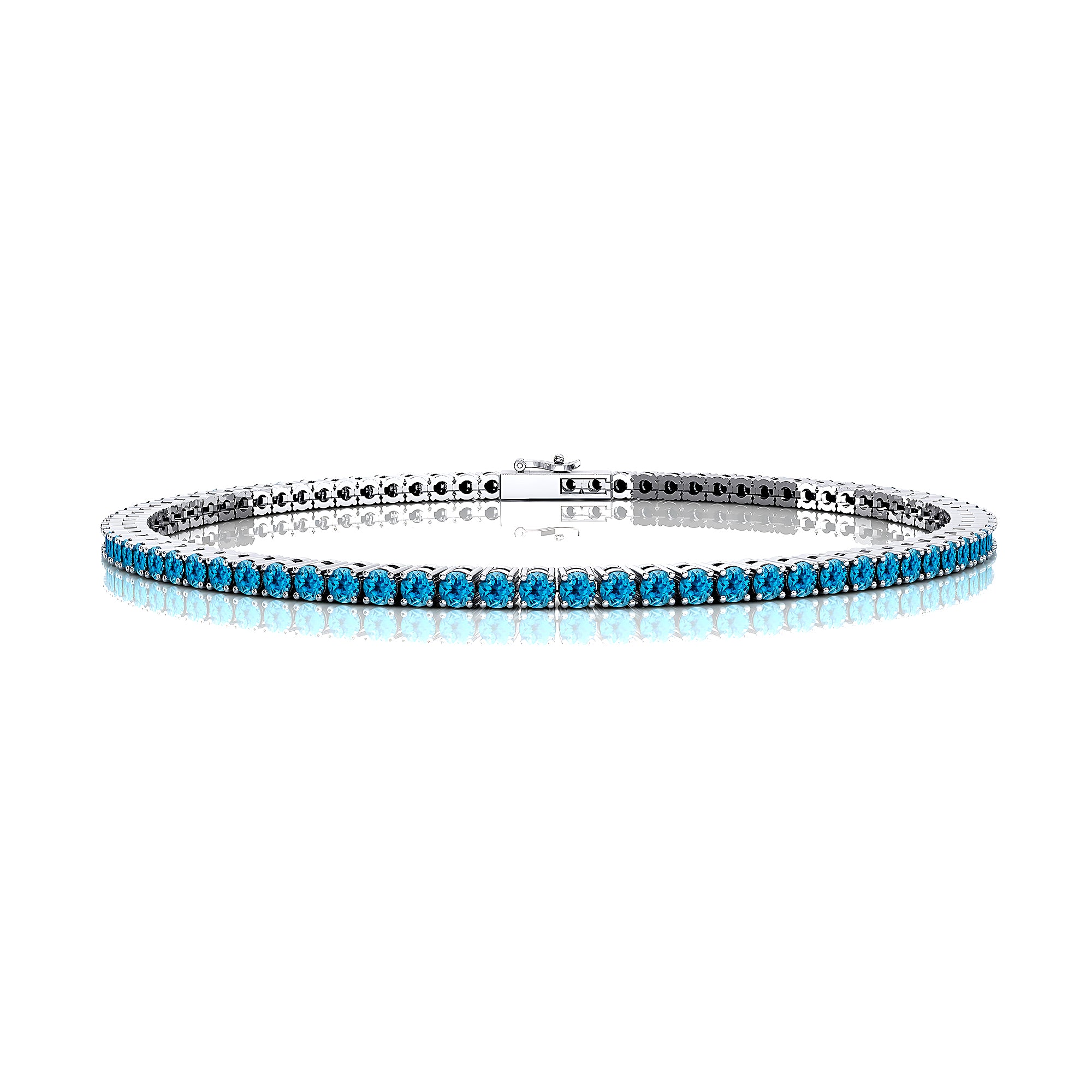 2mm Round Swiss Blue Topaz Tennis Bracelet - GeumJewels