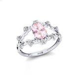 Flower Inspired Ring with Oval Shaped Morganite and Accent Diamonds - GeumJewels