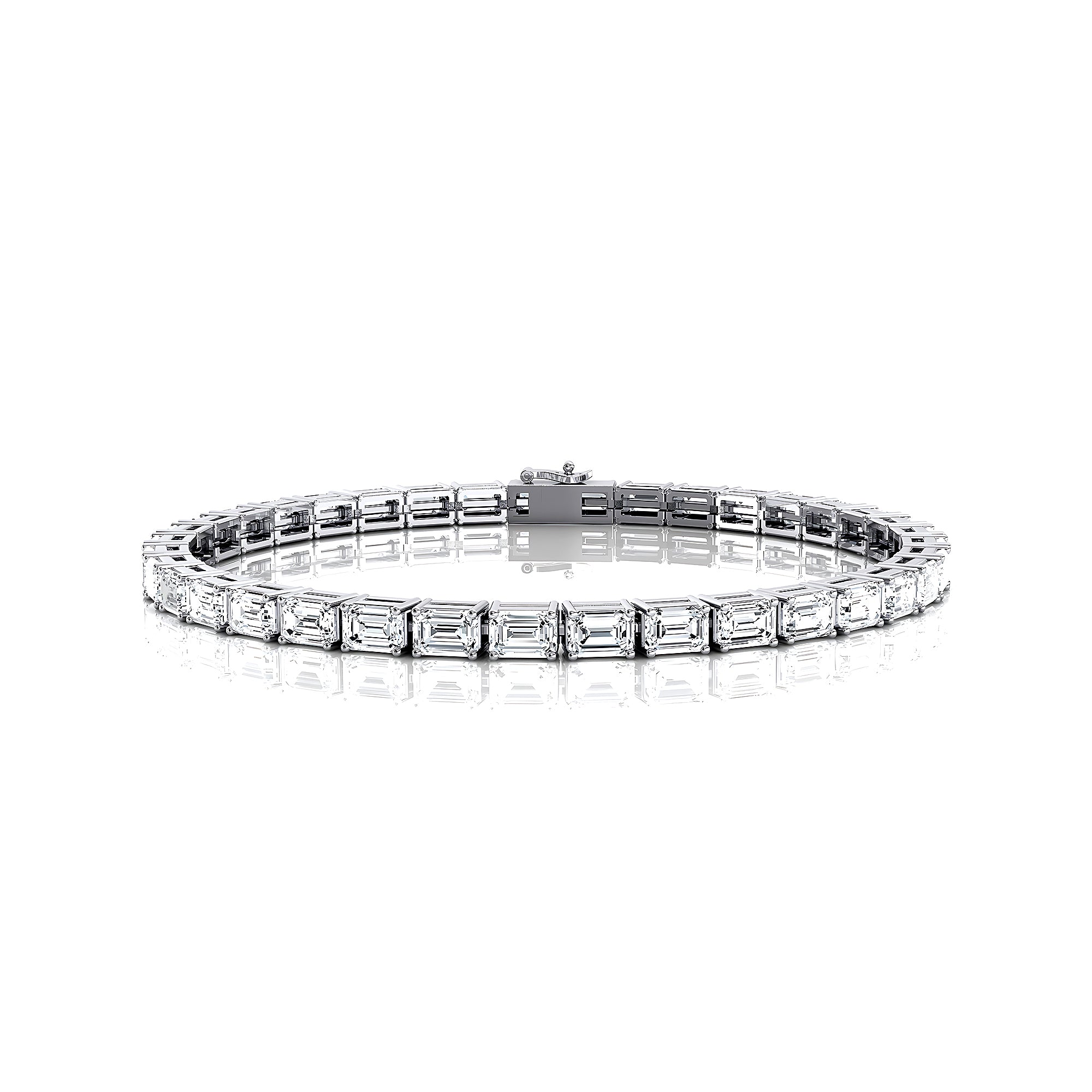 0.25ct Each Horizontally set Emerald Cut Diamond Tennis Bracelet - GeumJewels