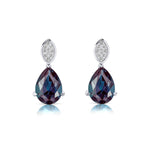 Illussion Set Diamond Earrings with Pear Cut Alexandrite - GeumJewels