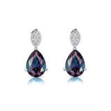 Illussion Set Diamond Earrings with Pear Cut Alexandrite - GeumJewels