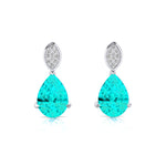 Illussion Set Diamond Earrings with Pear Cut Paraiba Tourmaline - GeumJewels