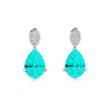 Illussion Set Diamond Earrings with Pear Cut Paraiba Tourmaline - GeumJewels