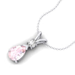 Morganite Teardrop Pendant with Solitaire Diamond - GeumJewels
