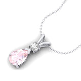 Morganite Teardrop Pendant with Solitaire Diamond - GeumJewels