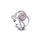 Solitaire Round Morganite Cocktail Diamond Ring - GeumJewels