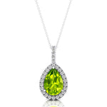 Peridot Teardrop Pendant with Diamond Halo - GeumJewels