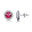 Round Solitaire Pink Sapphire Halo Diamond Stud Earrings - GeumJewels