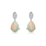 Illussion Set Diamond Earrings with Pear Cut Opal - GeumJewels