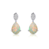 Illussion Set Diamond Earrings with Pear Cut Opal - GeumJewels