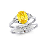 Yellow Sapphire Gold Ring With Stackable Diamond Band - GeumJewels