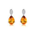 Illussion Set Diamond Earrings with Pear Cut Citrine - GeumJewels