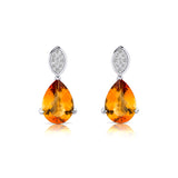 Illussion Set Diamond Earrings with Pear Cut Citrine - GeumJewels