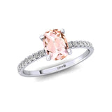 Long Cushion Morganite Thin Diamond Promise Ring - GeumJewels