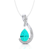 Designer Diamond Loop Pendant with Teardrop Shaped Paraiba Tourmaline - GeumJewels