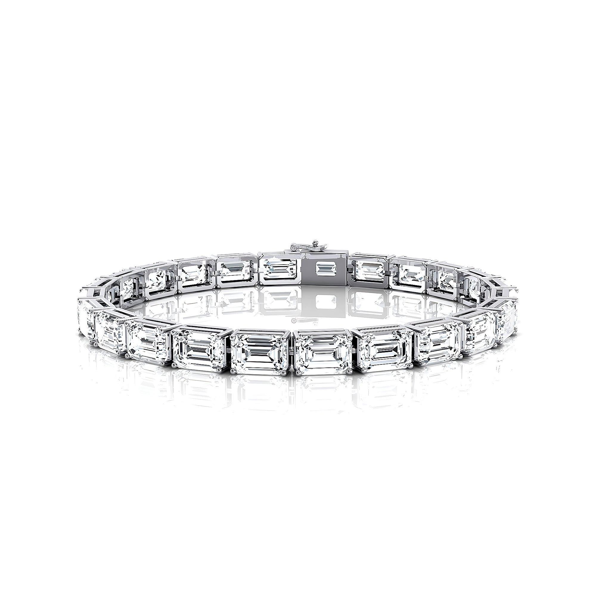 1ct Each Horizontally set Emerald Cut Diamond Tennis Bracelet - GeumJewels