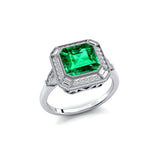 Vintage Style Square Cut Emerald Diamond Ring - GeumJewels