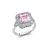 Vintage Style Square Cut Morganite Diamond Ring - GeumJewels