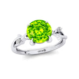 Criss Cross Nature Inspired Diamond Ring  with Round Peridot - GeumJewels