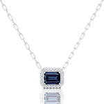 Emerald Cut Alexandrite Halo Set Diamond Necklace - GeumJewels