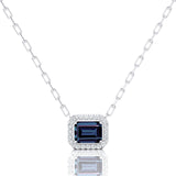 Emerald Cut Alexandrite Halo Set Diamond Necklace - GeumJewels