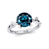 Criss Cross Nature Inspired Diamond Ring  with Round London Blue Topaz - GeumJewels