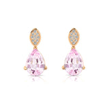 Illussion Set Diamond Earrings with Pear Cut Morganite - GeumJewels