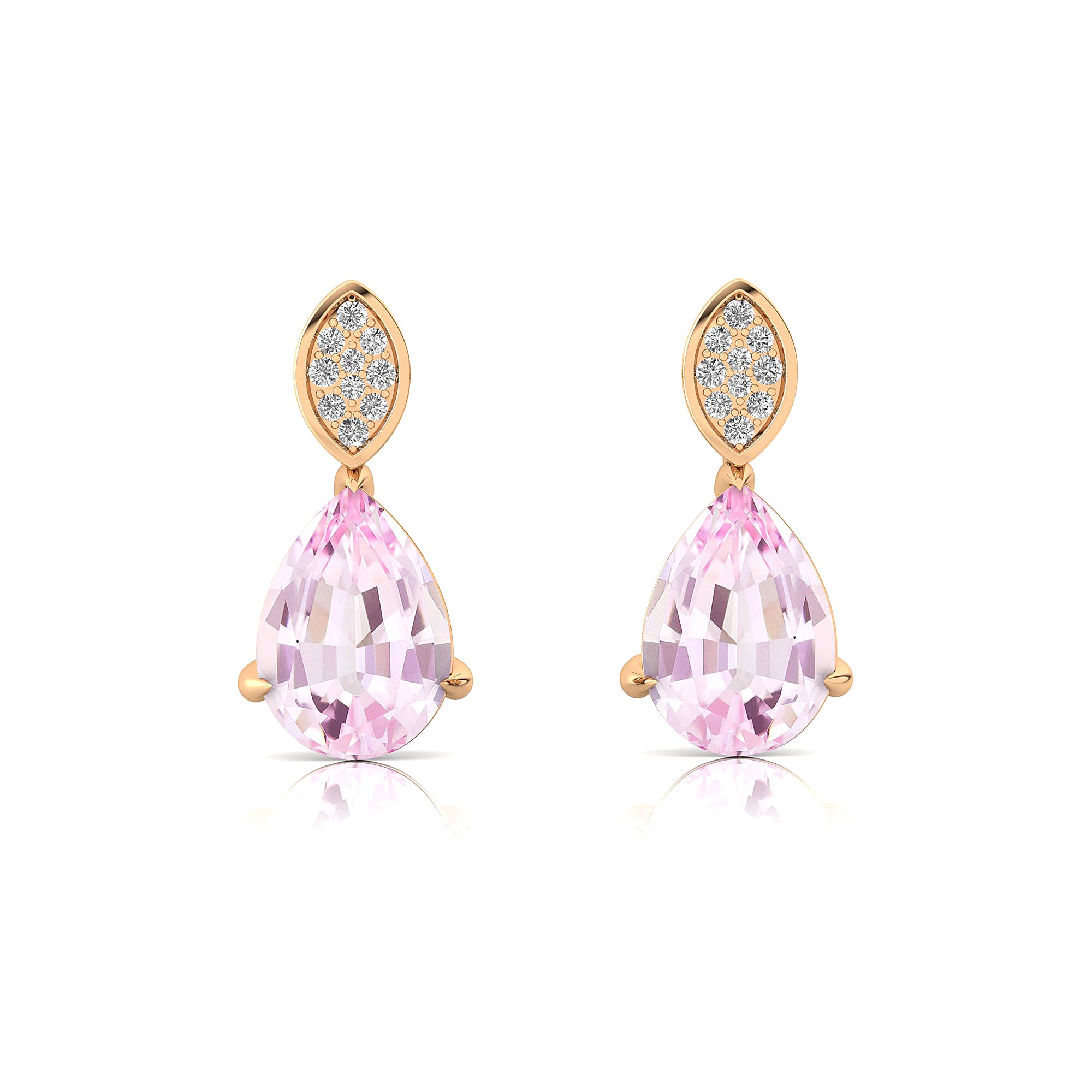 Illussion Set Diamond Earrings with Pear Cut Morganite - GeumJewels