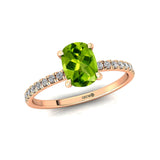 Long Cushion Peridot Thin Diamond Promise Ring - GeumJewels
