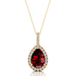 Garnet Teardrop Pendant with Diamond Halo - GeumJewels
