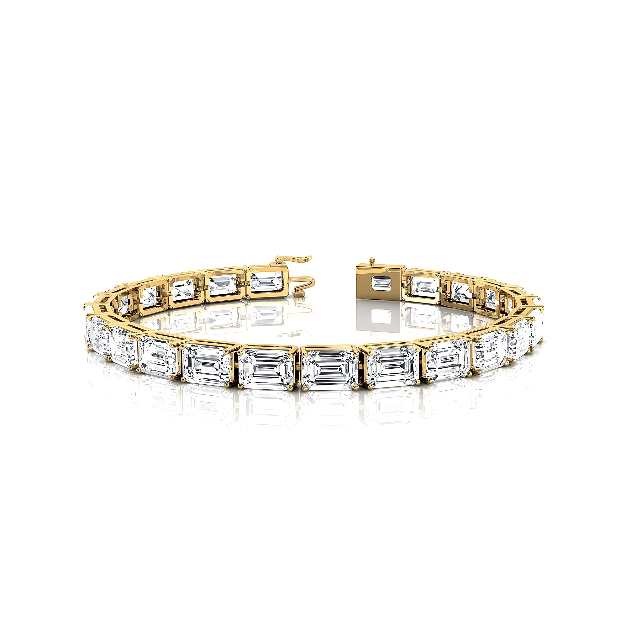 1ct Each Horizontally set Emerald Cut Diamond Tennis Bracelet - GeumJewels