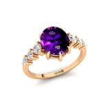 Oval Cut Amethyst with Graduated Diamonds Ring - GeumJewels