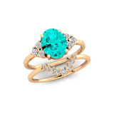 Paraiba Tourmaline Gold Ring With Stackable Diamond Band - GeumJewels