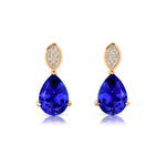 Illussion Set Diamond Earrings with Pear Cut Tanzanite - GeumJewels