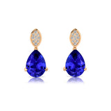 Illussion Set Diamond Earrings with Pear Cut Tanzanite - GeumJewels