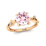 Criss Cross Nature Inspired Diamond Ring  with Round Morganite - GeumJewels