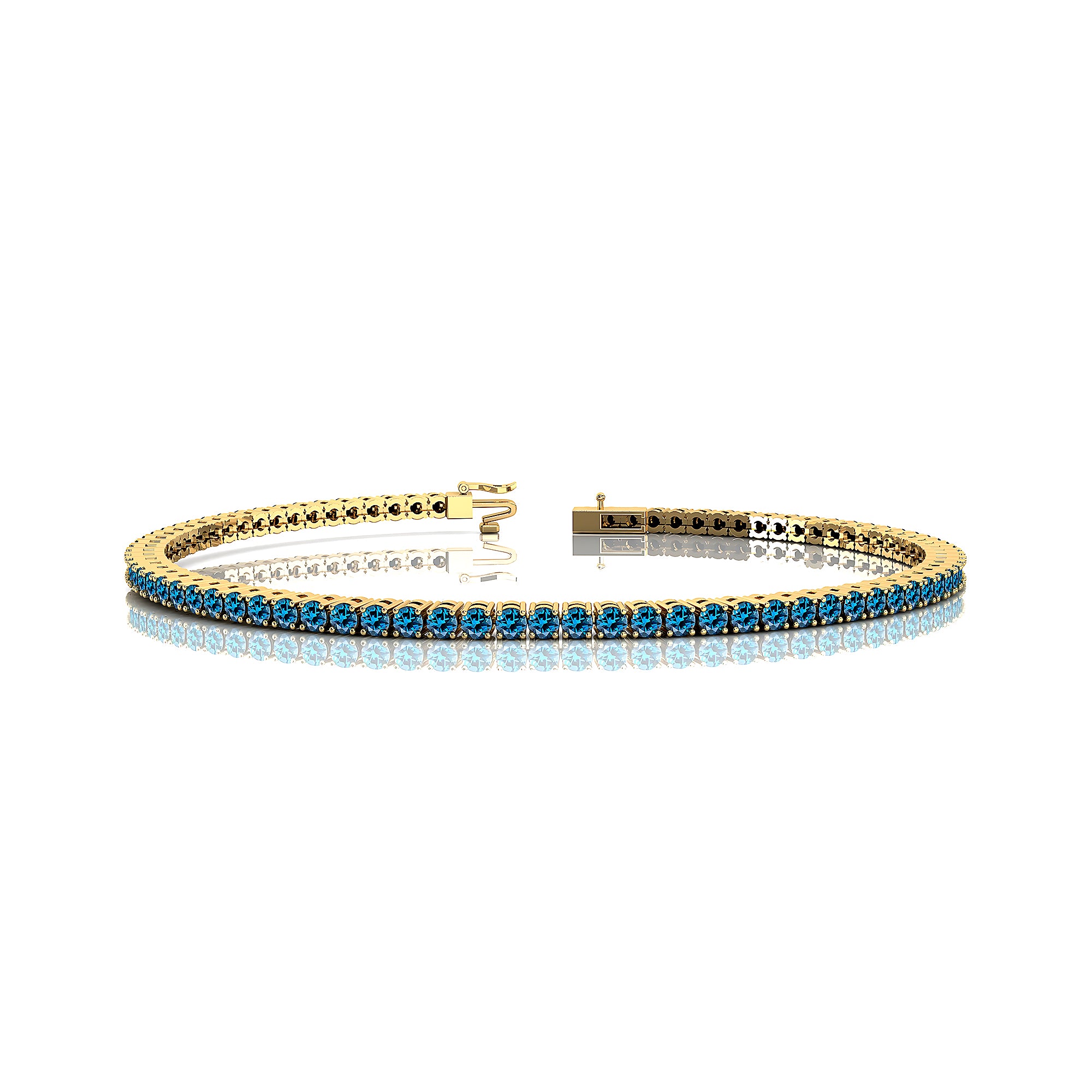 2mm Round London Blue Topaz Tennis Bracelet - GeumJewels