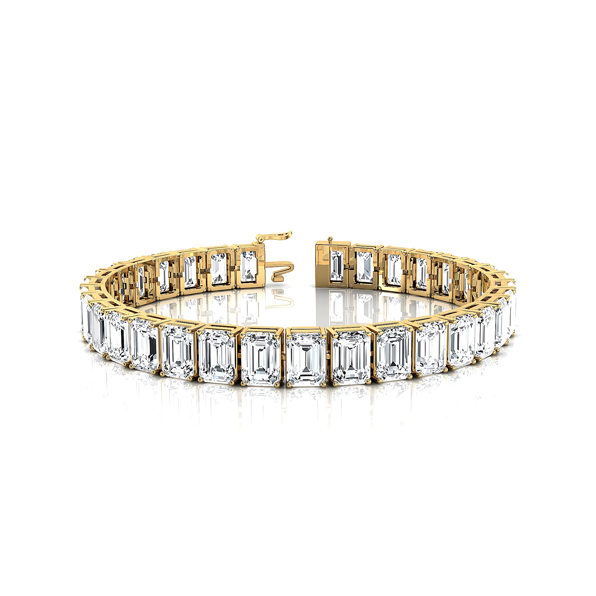 1ct Each Vertically set Emerald Cut Diamond Tennis Bracelet - GeumJewels