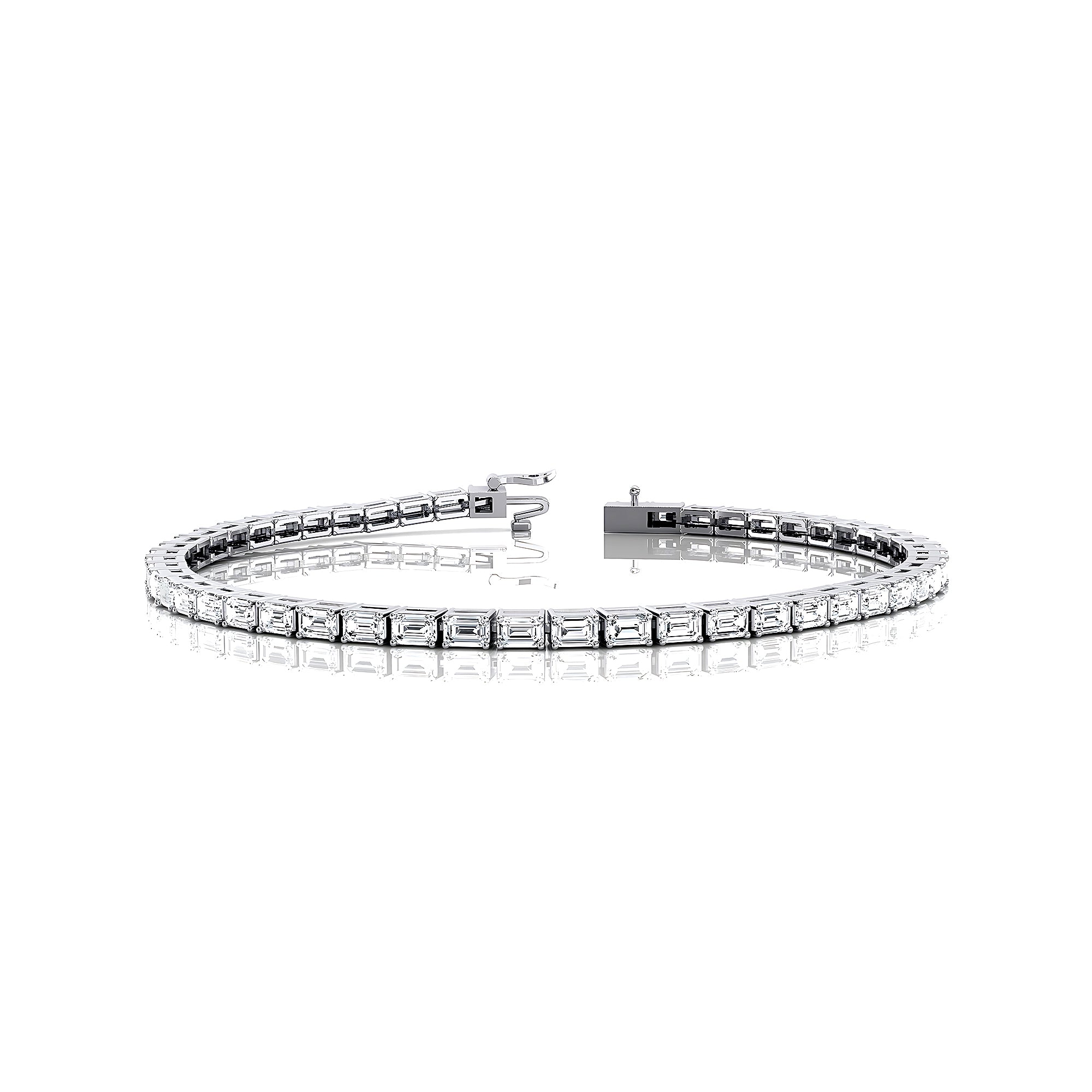 0.10Ct each Horizontally Set Emerald Cut Diamond Tennis Bracelet - GeumJewels