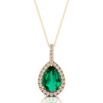 Emerald Teardrop Pendant with Diamond Halo - GeumJewels