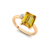 Emerald Shaped Yellow Sapphire with 3mm Accent Solitaire Engagement Ring - GeumJewels