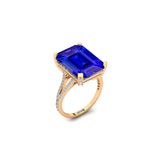 Emerald Cut Tanzanite Split Shank Engagement Ring with Diamonds - GeumJewels