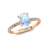 Long Cushion Moonstone Thin Diamond Promise Ring - GeumJewels