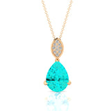 Illussion Set Diamond Pendant with Pear Cut Paraiba Tourmaline - GeumJewels