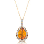 Citrine Teardrop Pendant with Diamond Halo - GeumJewels