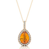 Citrine Teardrop Pendant with Diamond Halo - GeumJewels