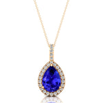 Tanzanite Teardrop Pendant with Diamond Halo - GeumJewels