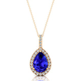 Tanzanite Teardrop Pendant with Diamond Halo - GeumJewels