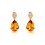 Illussion Set Diamond Earrings with Pear Cut Citrine - GeumJewels