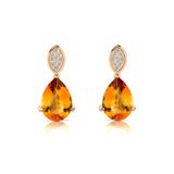 Illussion Set Diamond Earrings with Pear Cut Citrine - GeumJewels